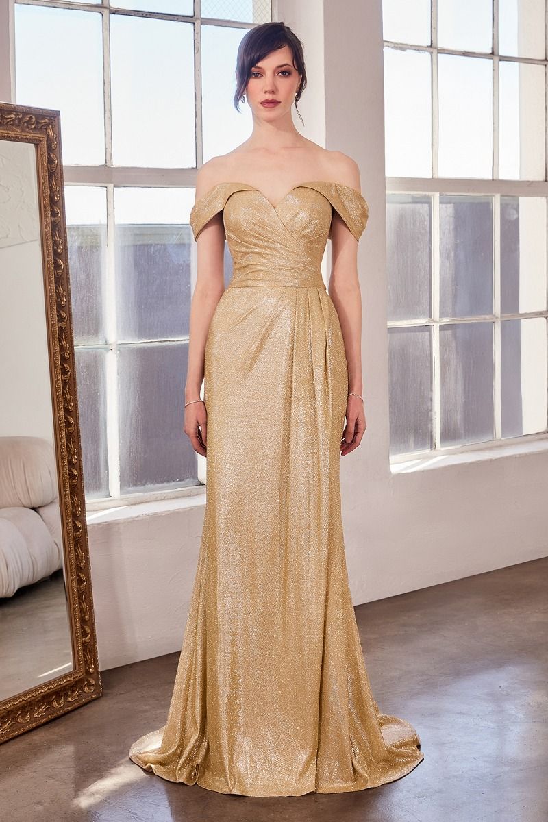LaDivine T605 Long Slit Formal Glitter Prom Dress