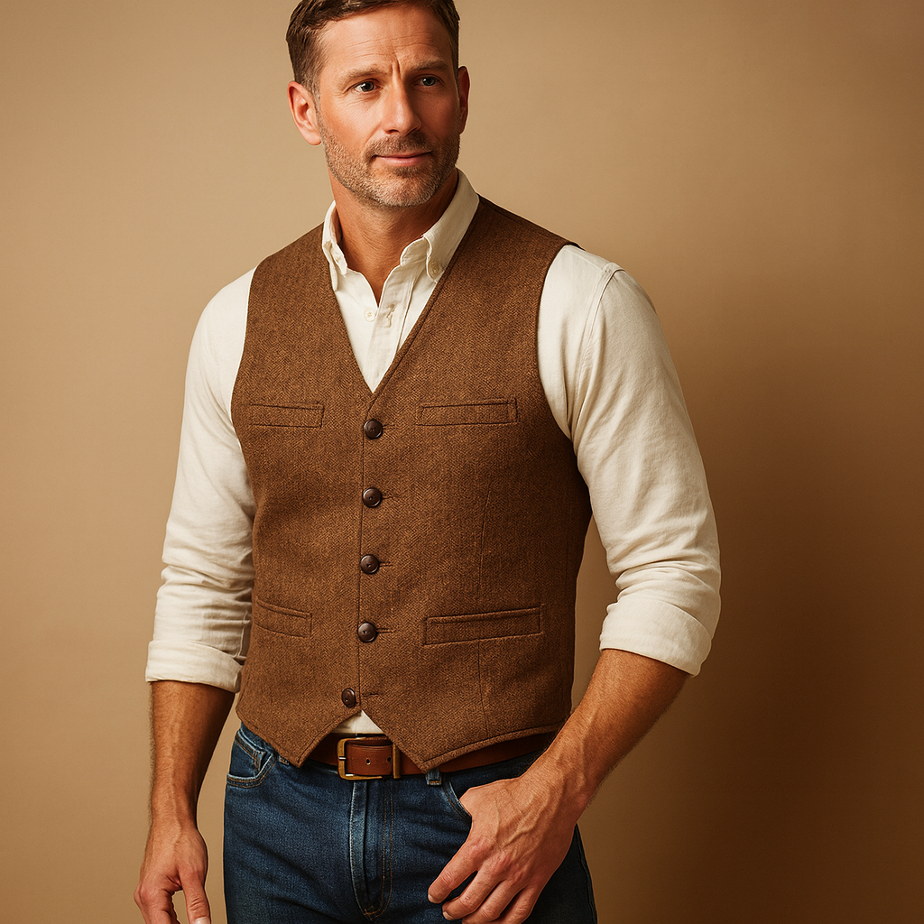 Ruben Men’s Tailored Vest – Classic Button Gilet | Timeless Formal Elegance
