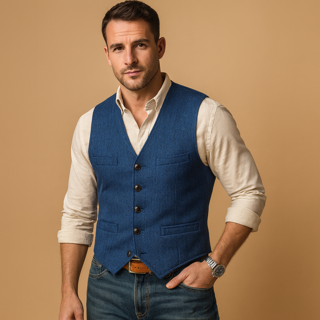 Ruben Men’s Tailored Vest – Classic Button Gilet | Timeless Formal Elegance