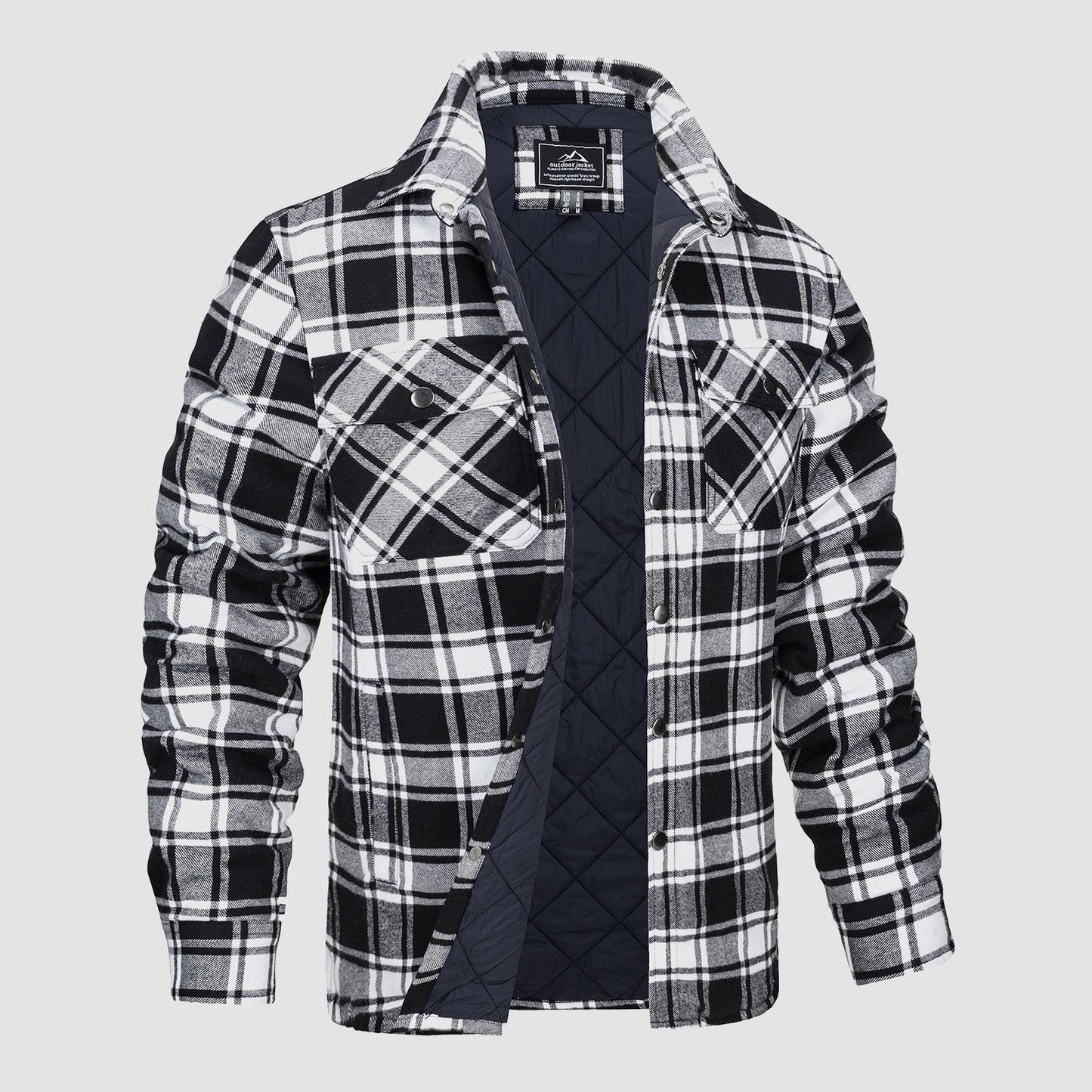 Thorne Flannel Jacket for Men by TrendAura Plaid Shirt Jacket with Durable Outer Shell and Quilted Lining