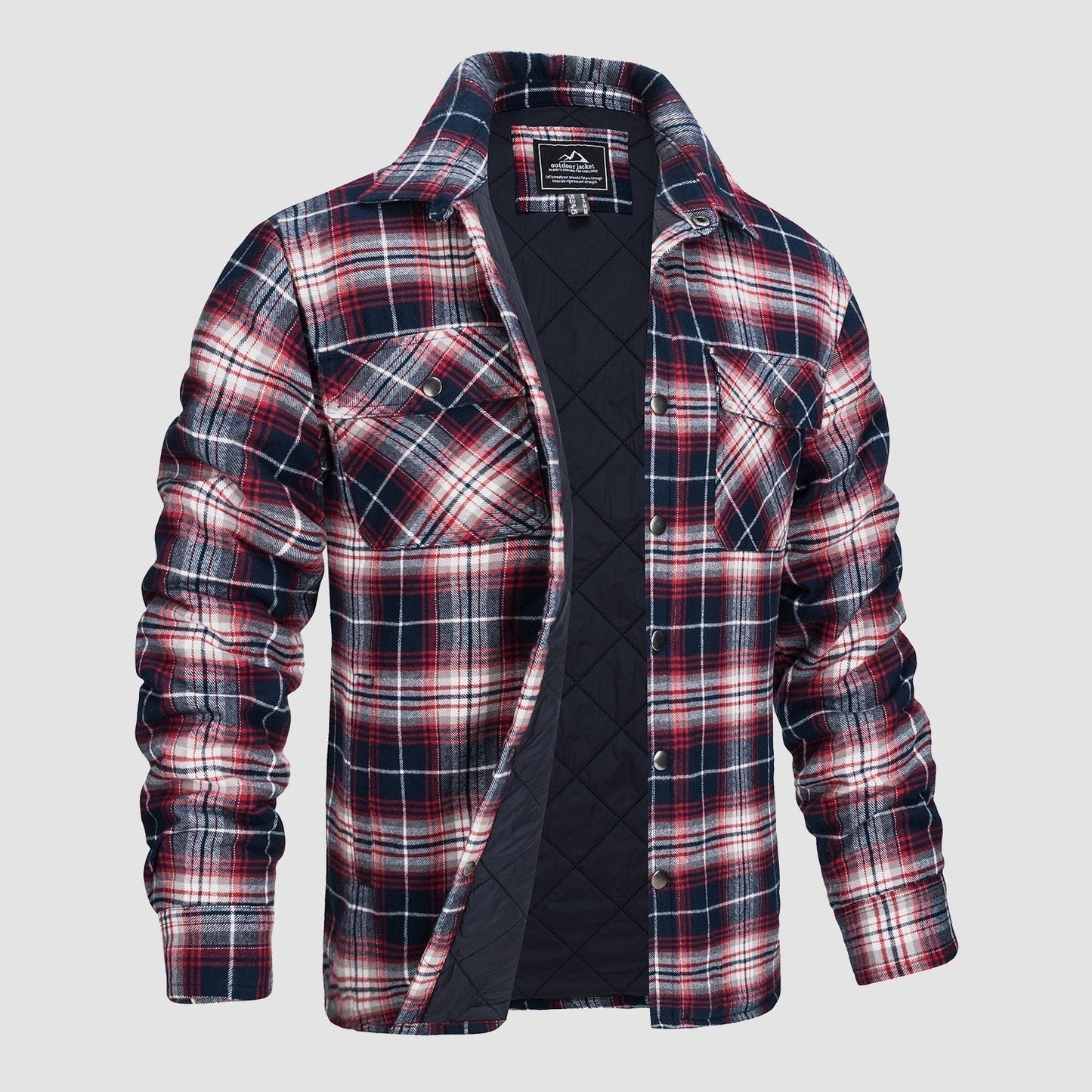 Thorne Flannel Jacket for Men by TrendAura Plaid Shirt Jacket with Durable Outer Shell and Quilted Lining