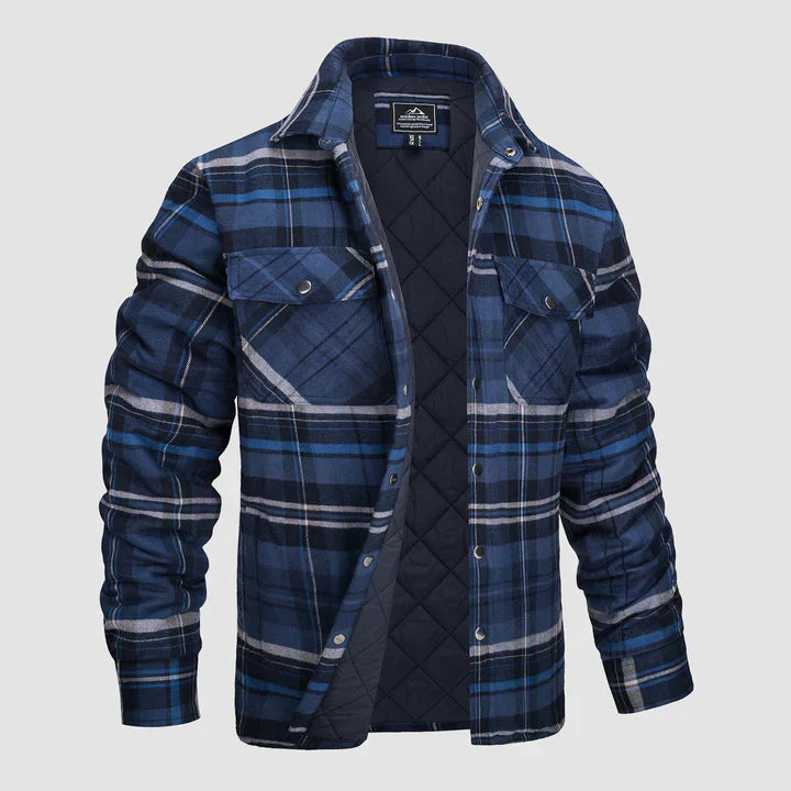 Thorne Flannel Jacket for Men by TrendAura Plaid Shirt Jacket with Durable Outer Shell and Quilted Lining
