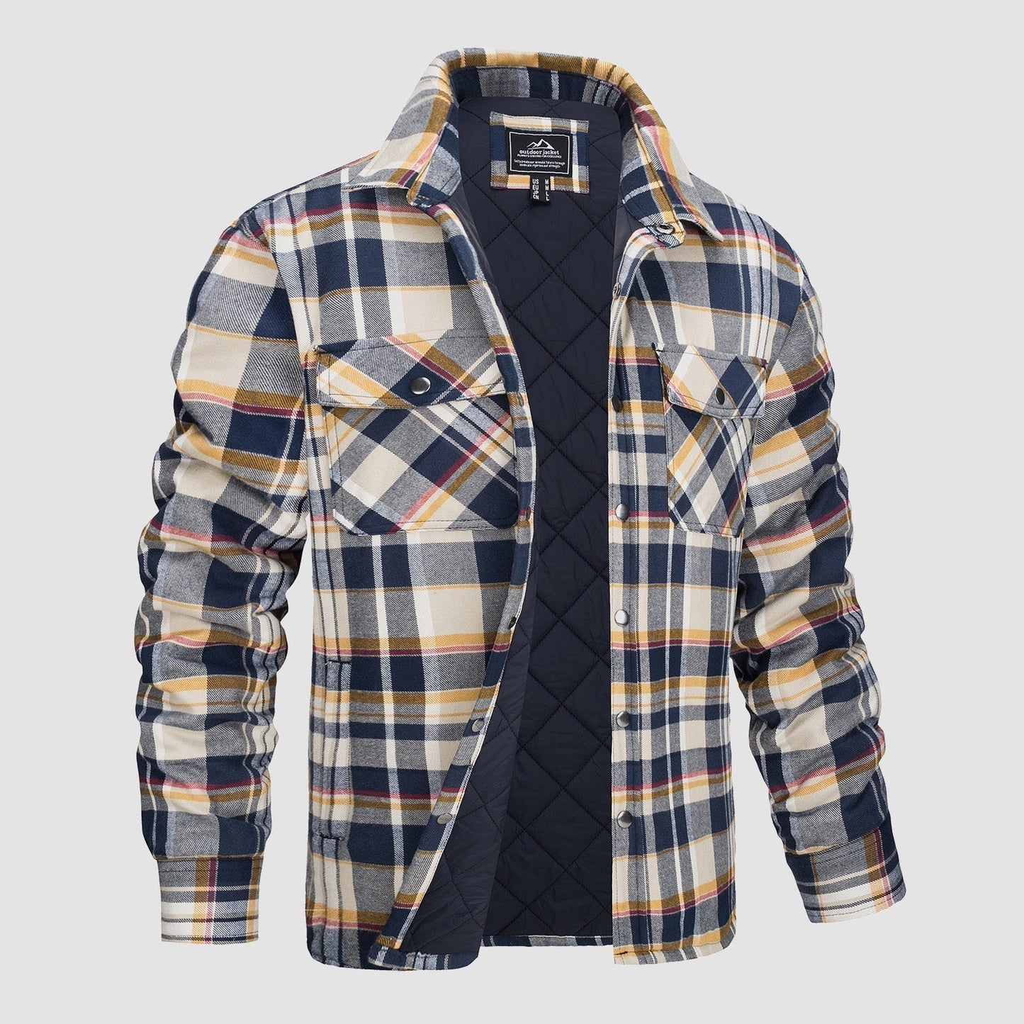 Thorne Flannel Jacket for Men by TrendAura Plaid Shirt Jacket with Durable Outer Shell and Quilted Lining