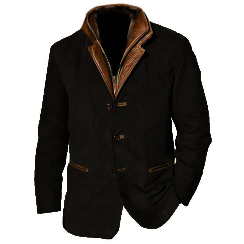Men's Suede Jacket Tailored Fit Button Closure Notch Lapel Soft And Elegant Nordic Flair TrendAura