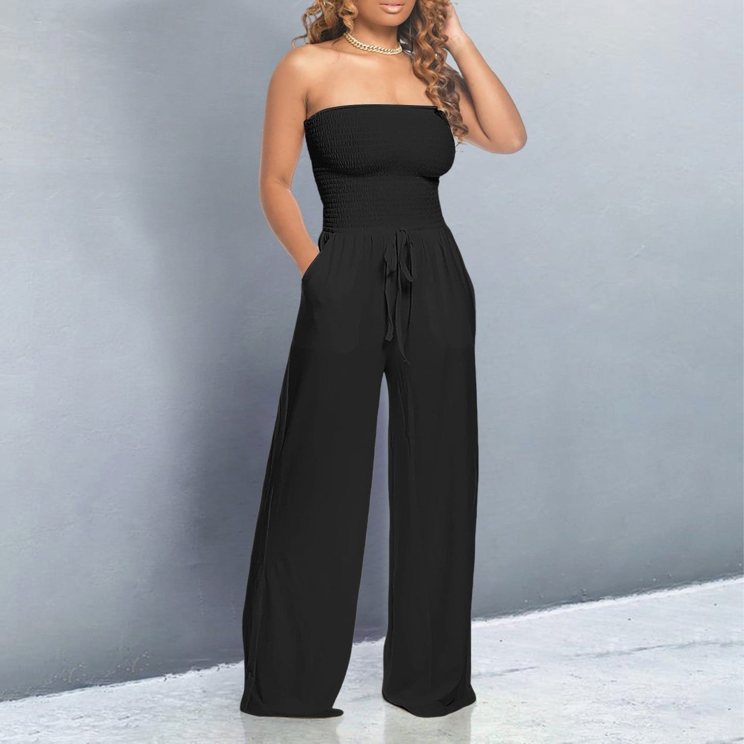 Trendy jumpsuit for women with off-shoulder design and wide legs