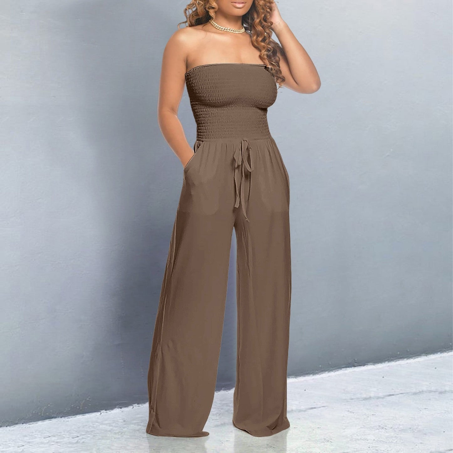 Trendy jumpsuit for women with off-shoulder design and wide legs