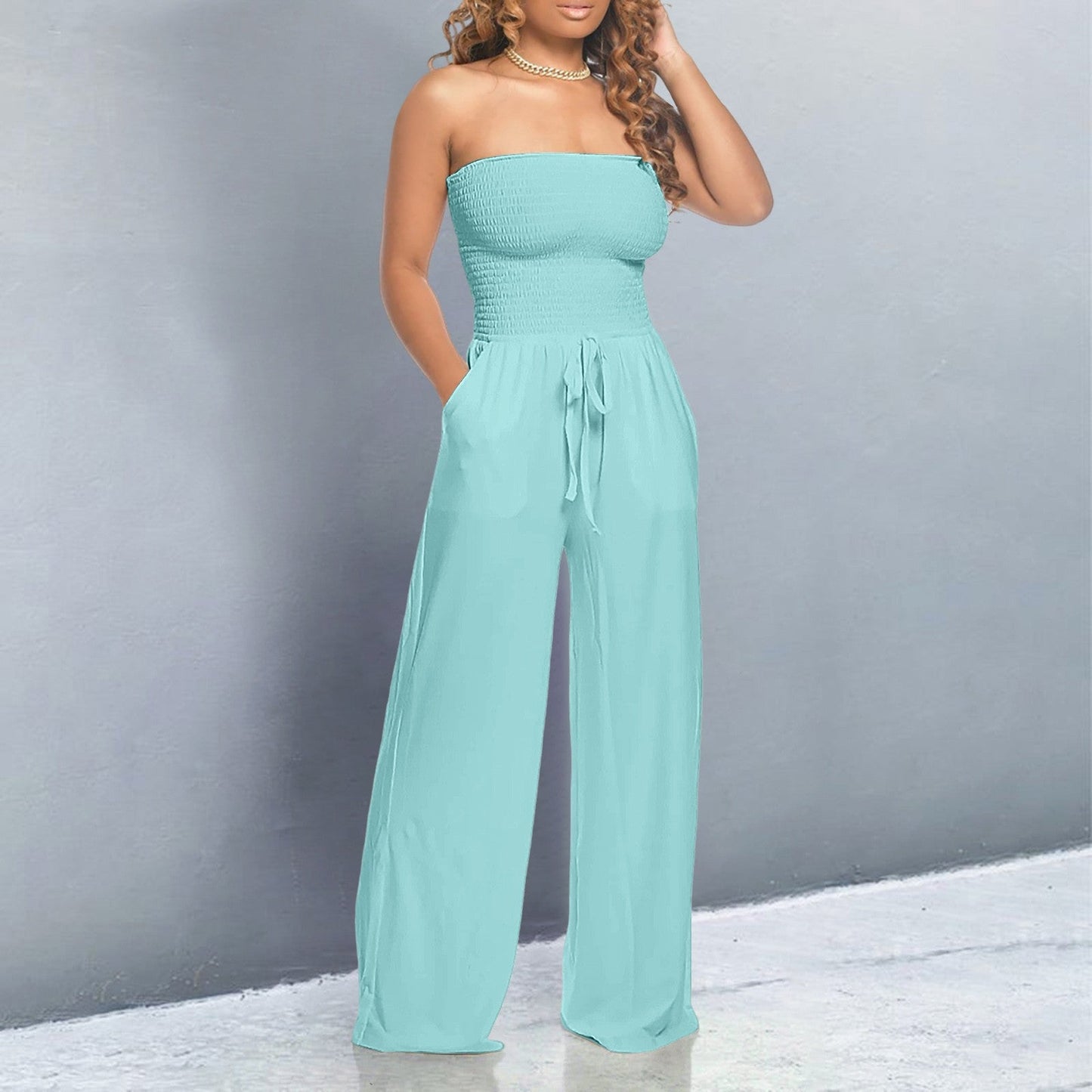 Trendy jumpsuit for women with off-shoulder design and wide legs