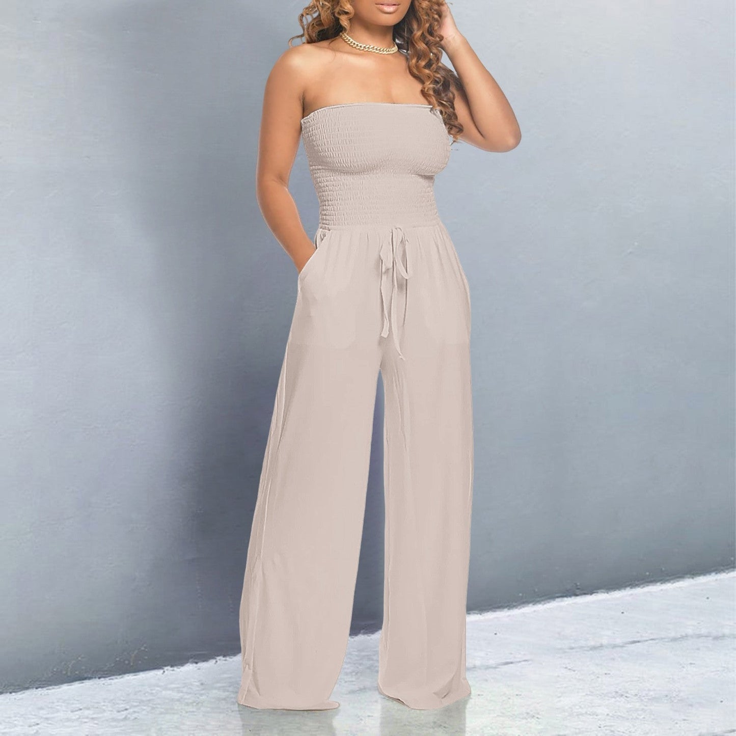 Trendy jumpsuit for women with off-shoulder design and wide legs