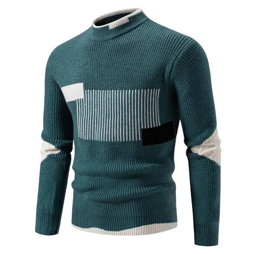 Liam Premium Men's High Neck Sweater with Geometric Pattern for Timeless Warmth