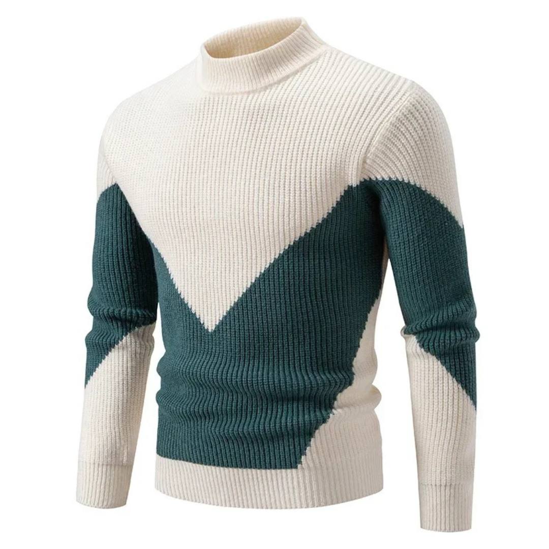Liam Premium Men's High Neck Sweater with Geometric Pattern for Timeless Warmth