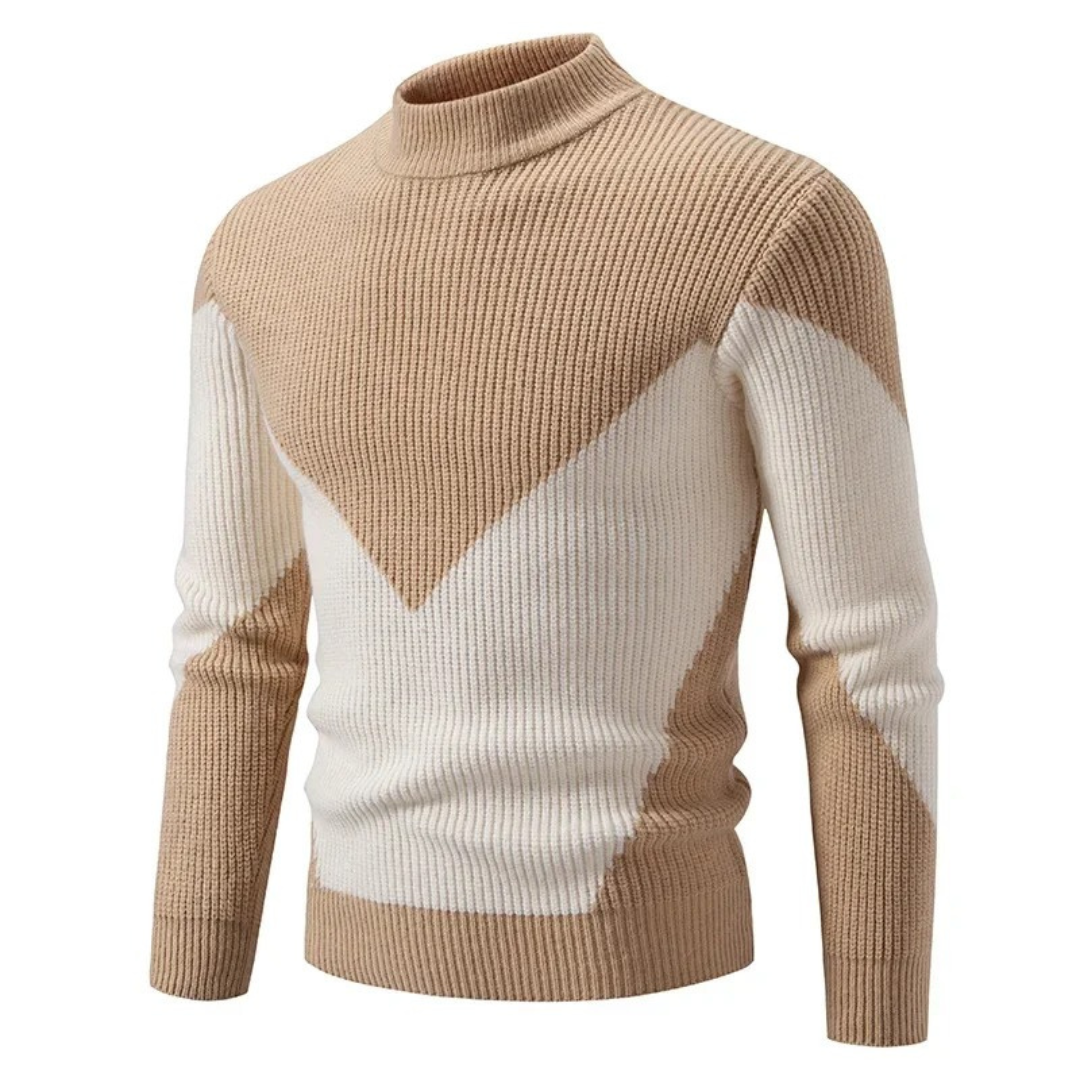 Liam Premium Men's High Neck Sweater with Geometric Pattern for Timeless Warmth