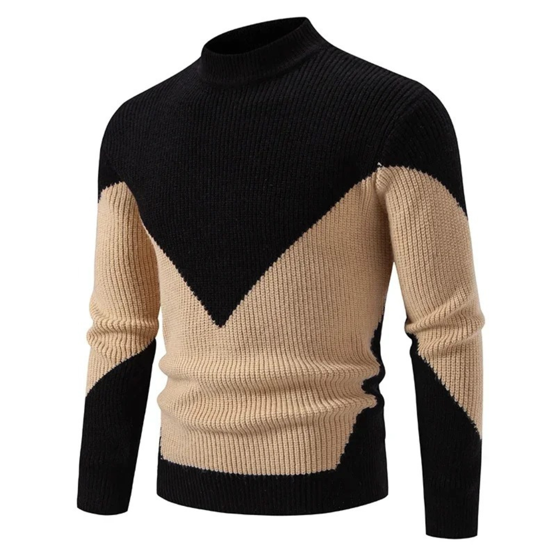 Liam Premium Men's High Neck Sweater with Geometric Pattern for Timeless Warmth