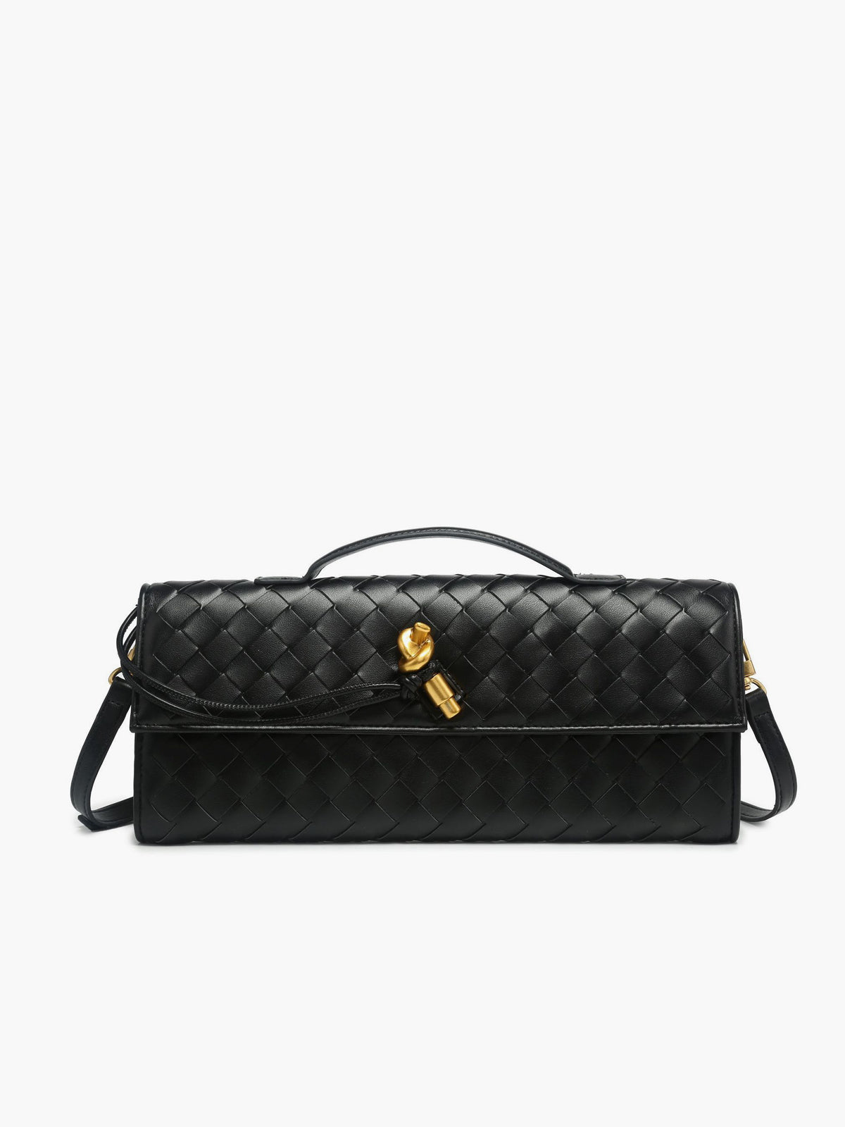 TrendAura Two Way Woven Flap Clutch Shoulder Bag - Convertible 2 In 1 Design For Day To Night