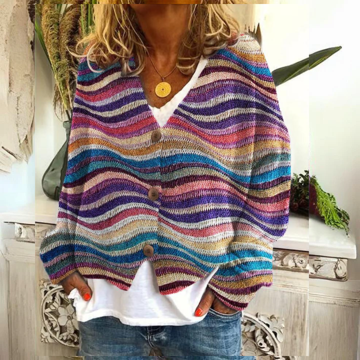 Women's Floral Knit Cardigan | With Button Placket