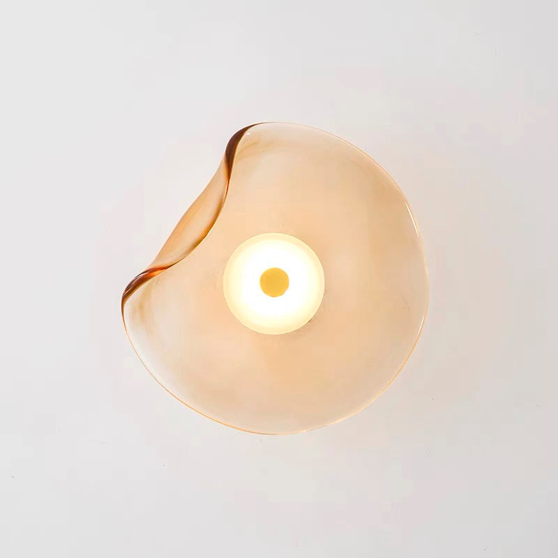 LED Wall Sconce Amber Glass Shade Modern Scandinavian Inspired Elegant Ambient Light For Living Rooms