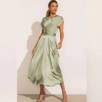 Women's Midi Dress - V-Neck Wrap Design - A-Line Fit - Elegant and Comfortable