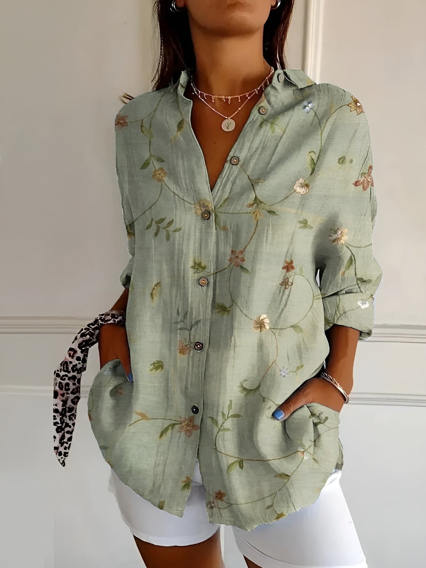 Women’s Floral Button-Up Shirt | Long Sleeve