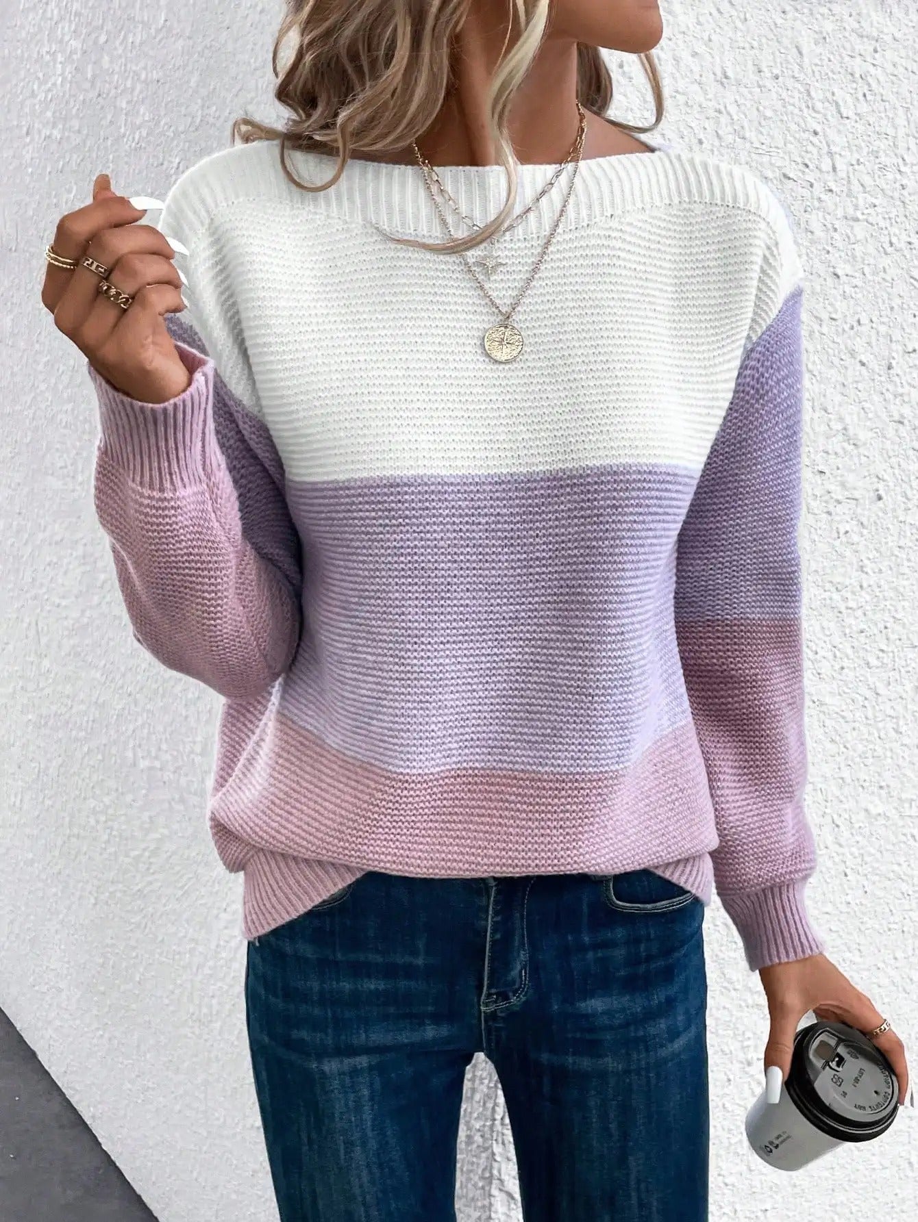 Minti Patchwork Sweater Three Color Modern Knit Soft Cozy For Fashion Forward Adults