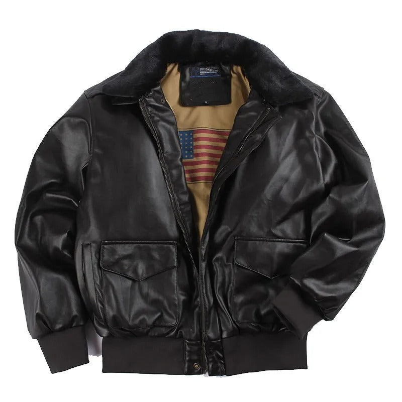 Lester Vintage Winter Leather Motorcycle Jacket For Riders Timeless Style With Warm Winter Protection