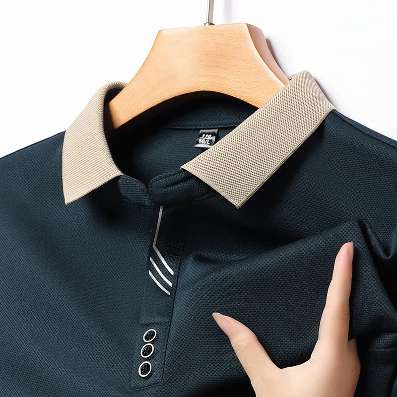 Mens Contrast Collar Polo Shirt Short Sleeve For Smart Casual Looks With Polished Finish And Striking Collar Detail