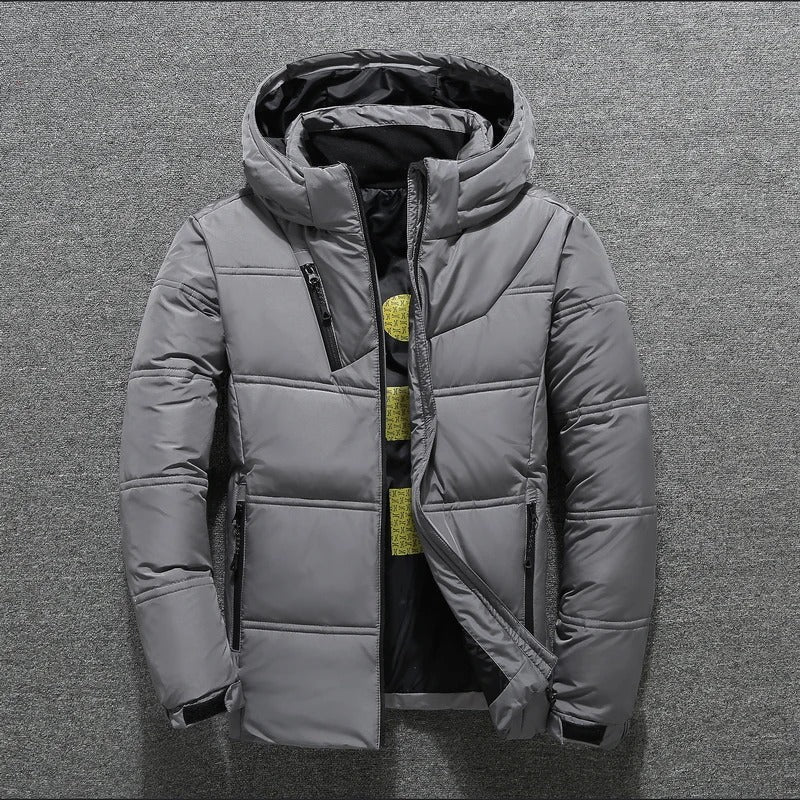 Mens Lightweight Down Puffer Jacket With Full Zip For Winter Warmth And Comfort
