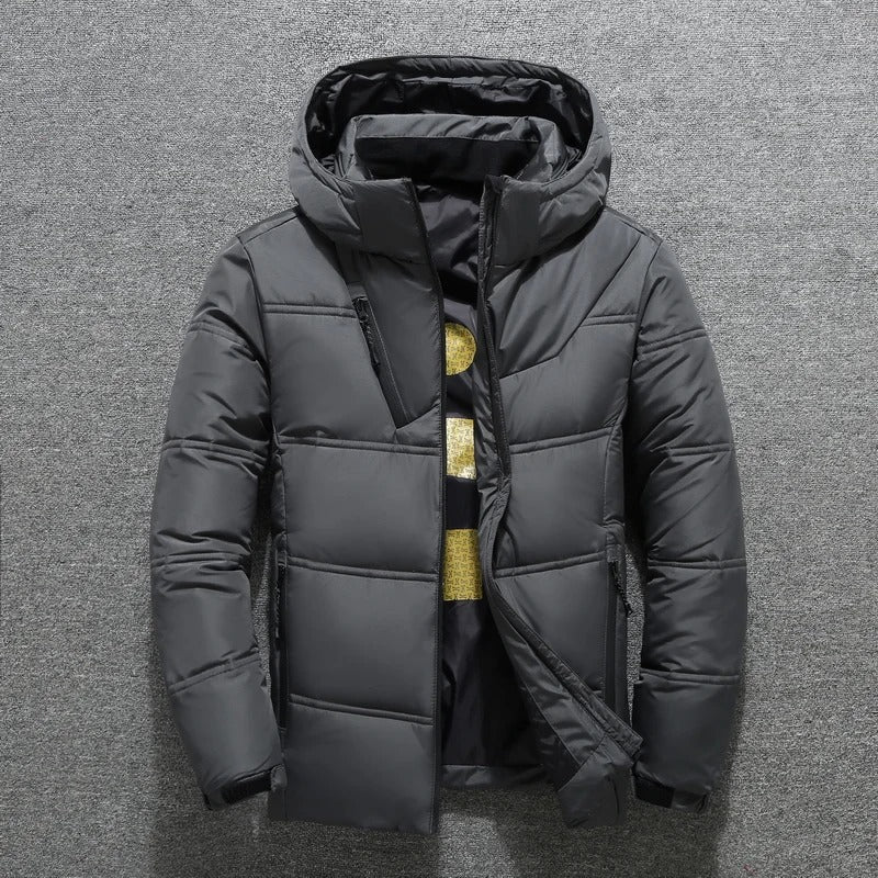 Mens Lightweight Down Puffer Jacket With Full Zip For Winter Warmth And Comfort