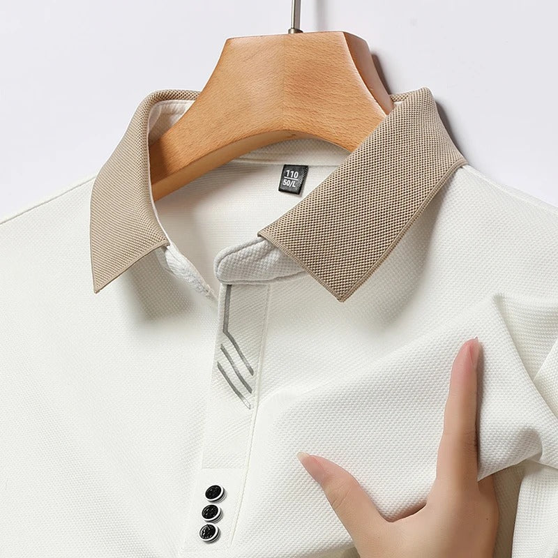 Mens Contrast Collar Polo Shirt Short Sleeve For Smart Casual Looks With Polished Finish And Striking Collar Detail