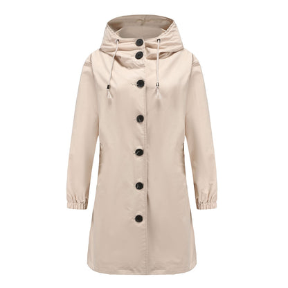 Nancy A-Line Raincoat | Hooded Button Front Raincoat
