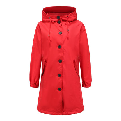 Nancy A-Line Raincoat | Hooded Button Front Raincoat
