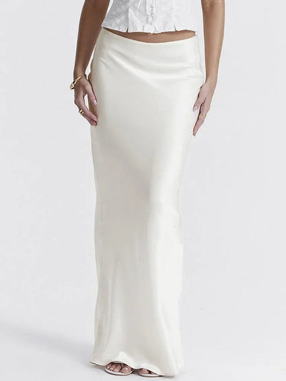 Women's Long Skirt - Satin - Elegant Smooth Design - Tailored Waist