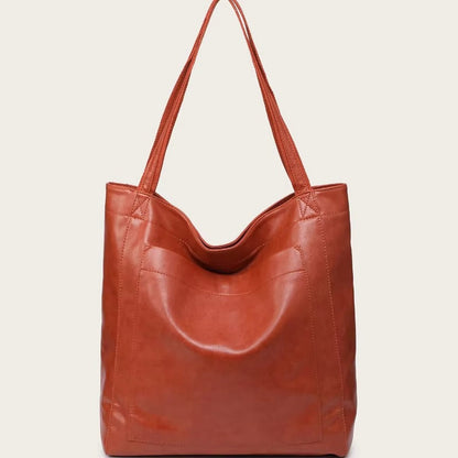 TrendAura Large Capacity Retro Faux Leather Tote Shoulder Bag - Versatile Everyday Use