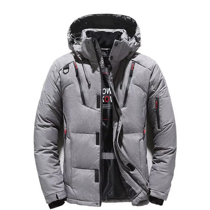 Men's Minus 20 Degree Hooded Down Jacket Parka With White Duck Down Insulation Winter Coat For Outdoor Snow