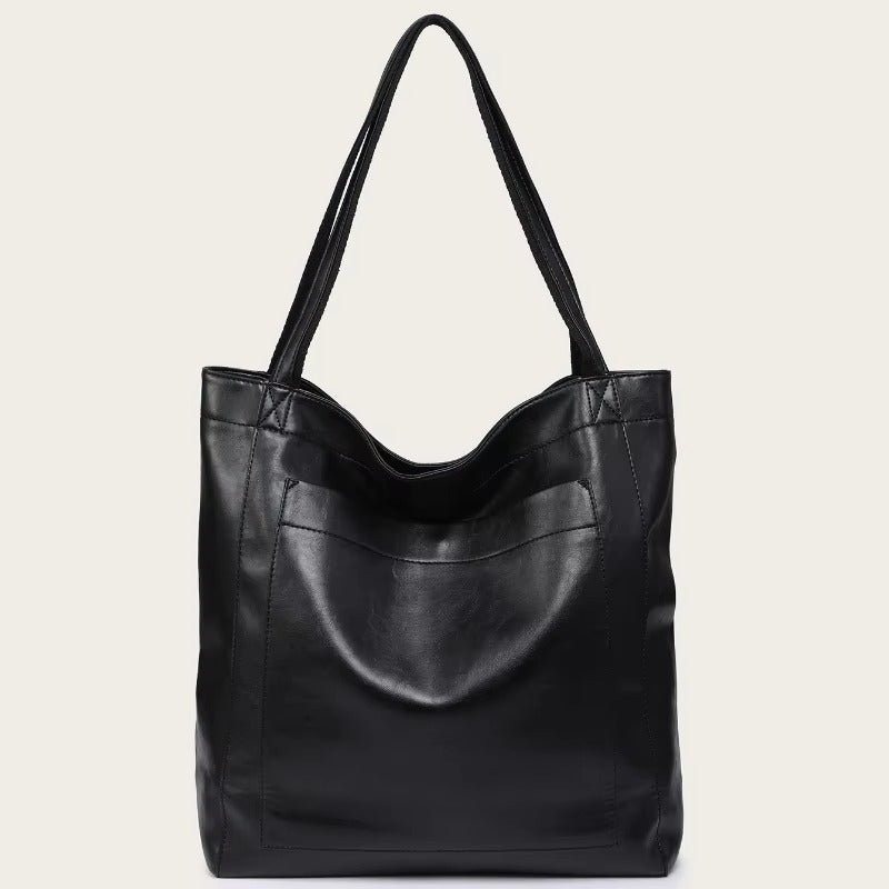 TrendAura Large Capacity Retro Faux Leather Tote Shoulder Bag - Versatile Everyday Use