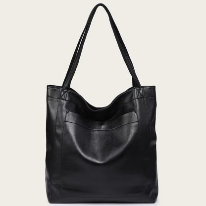 TrendAura Large Capacity Retro Faux Leather Tote Shoulder Bag - Versatile Everyday Use