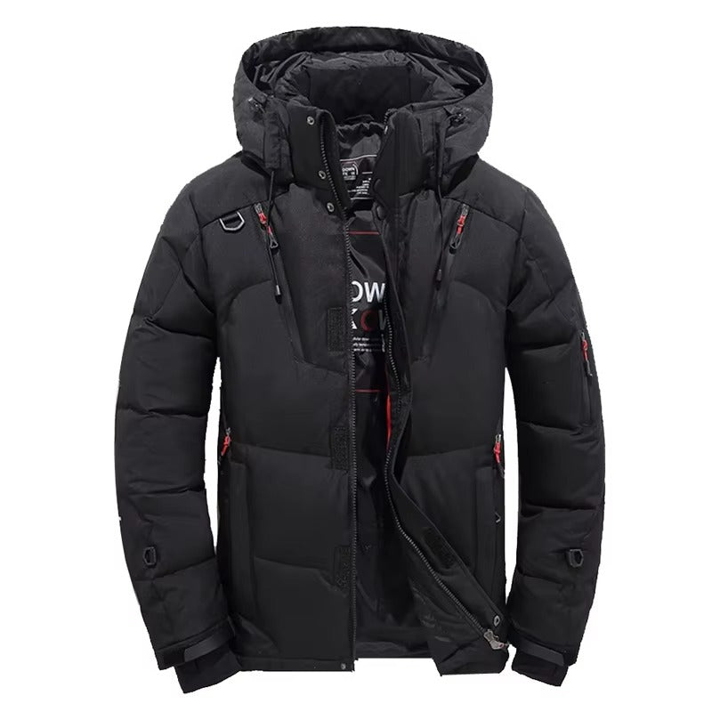 Men's Minus 20 Degree Hooded Down Jacket Parka With White Duck Down Insulation Winter Coat For Outdoor Snow