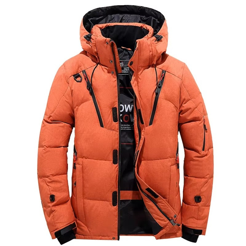 Men's Minus 20 Degree Hooded Down Jacket Parka With White Duck Down Insulation Winter Coat For Outdoor Snow