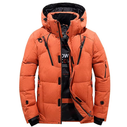 Men's Minus 20 Degree Hooded Down Jacket Parka With White Duck Down Insulation Winter Coat For Outdoor Snow