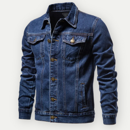 Leo Regular Fit Denim Jacket For Men Collared Button Front Light Blue Casual Outerwear