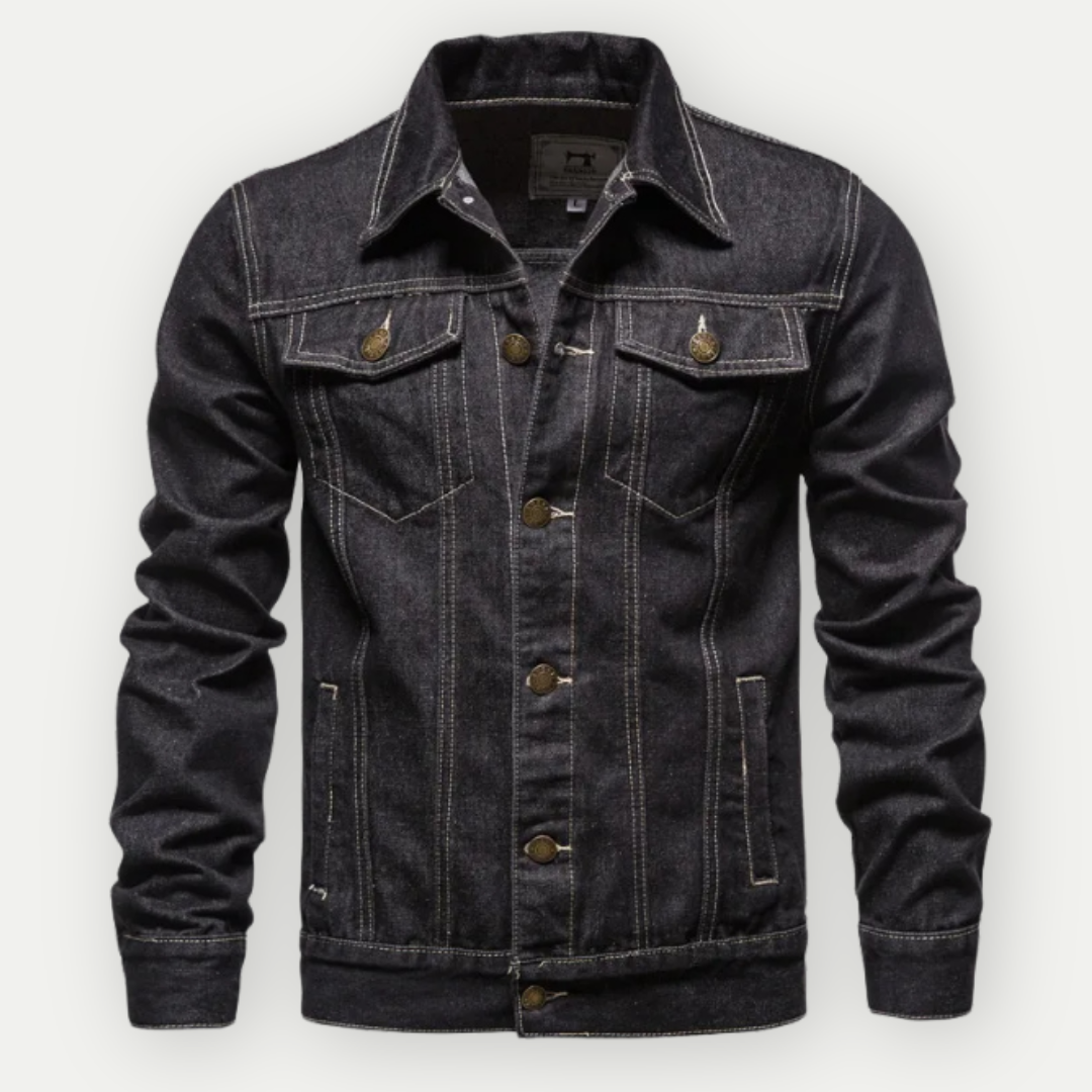 Leo Regular Fit Denim Jacket For Men Collared Button Front Light Blue Casual Outerwear
