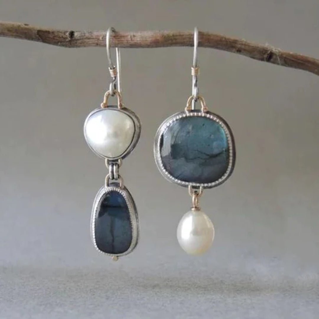 Women's Vintage Gem and Pearl Earrings with Unique Design and Elegant Appeal - TrendAura