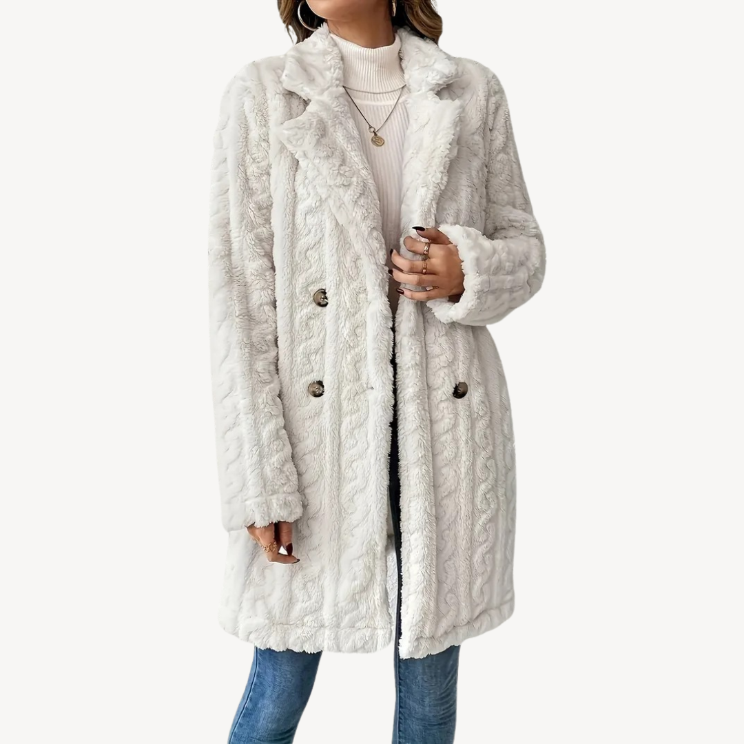 Women’s Stylish Double-Breasted Fur Coat | Chic