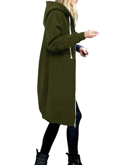 Eloura-Moda | Knee-Length Zip-Up Hoodie