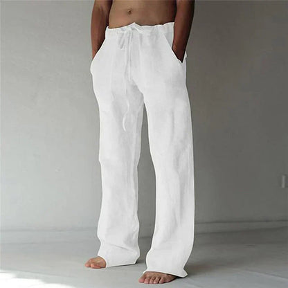 Men's Drawstring Wide Leg Trousers For Warm Weather Easy Movement Coastal Casual Style