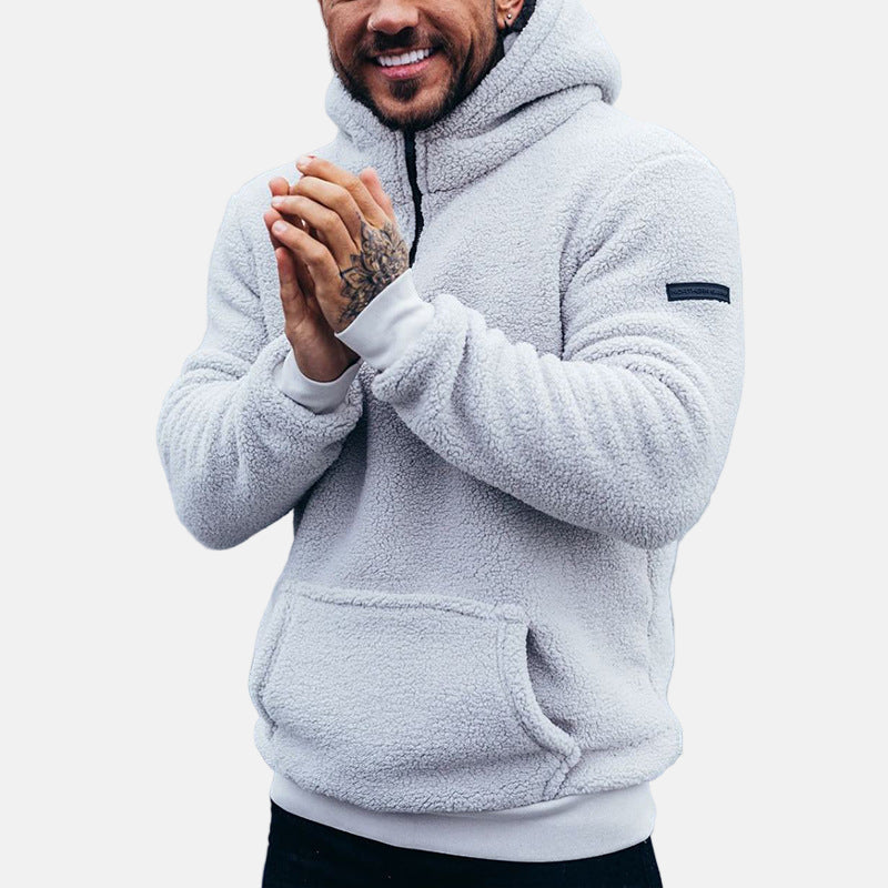 Men's Soft Fleece Hoodie With Relaxed Fit Pullover Kangaroo Pocket And Ribbed Trim