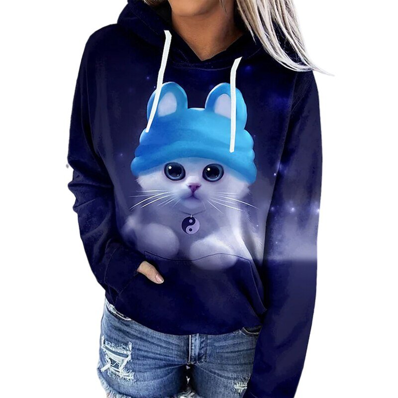 Women’s Hoodie – Relaxed Fit – Cotton Feel – Artistic Handprint – Kangaroo Pocket