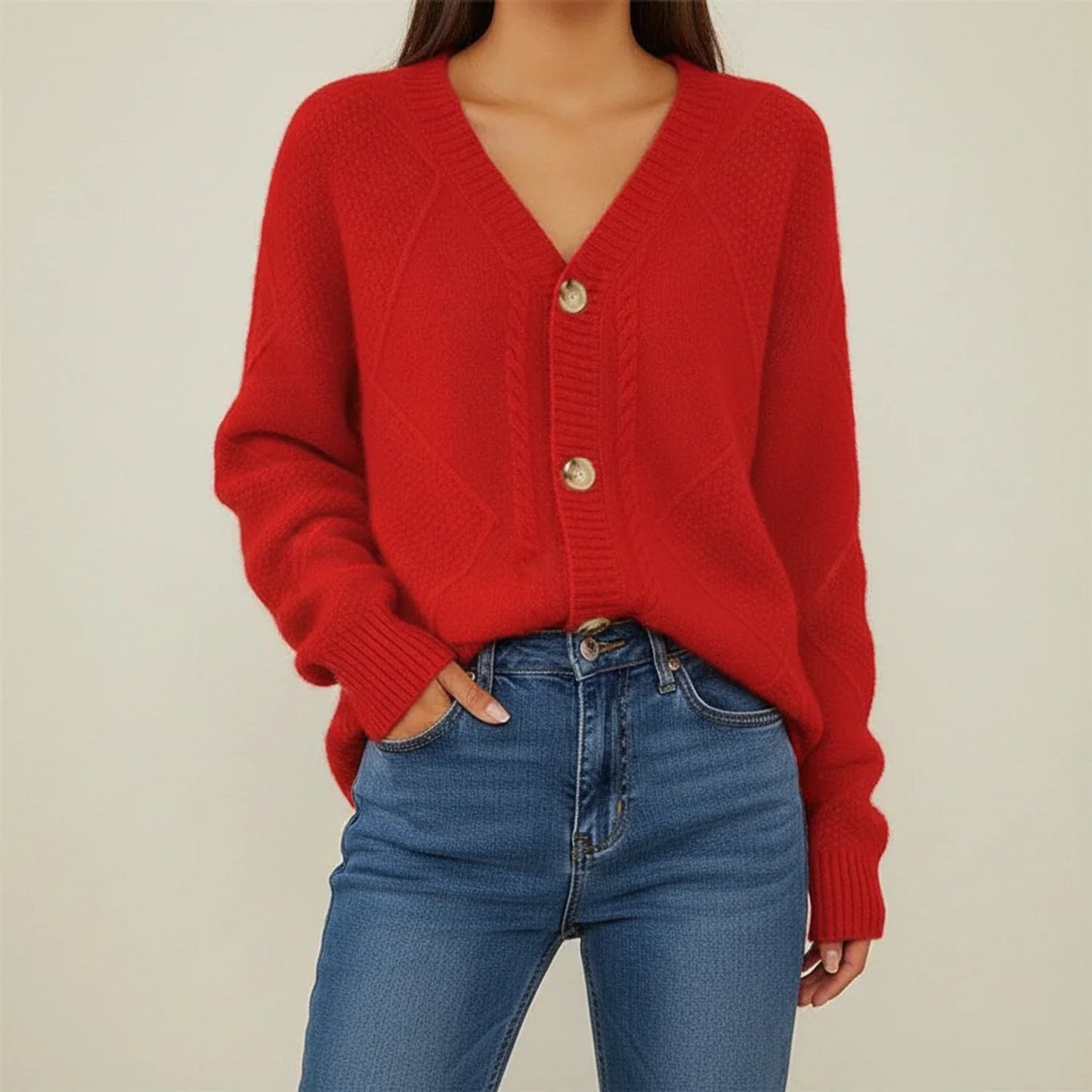 Women's Button-Front Knit Winter Cardigan