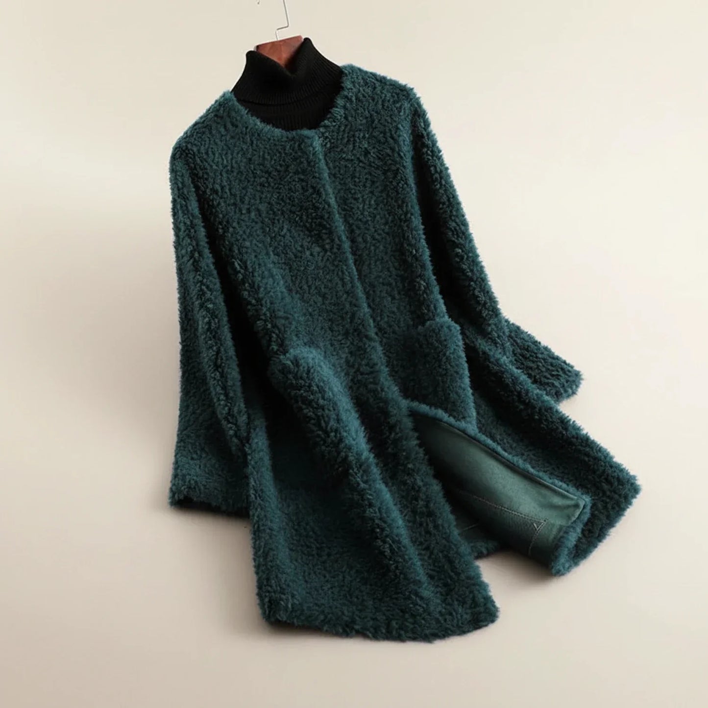 Women's Cozy Open-Front Teddy Winter Coat