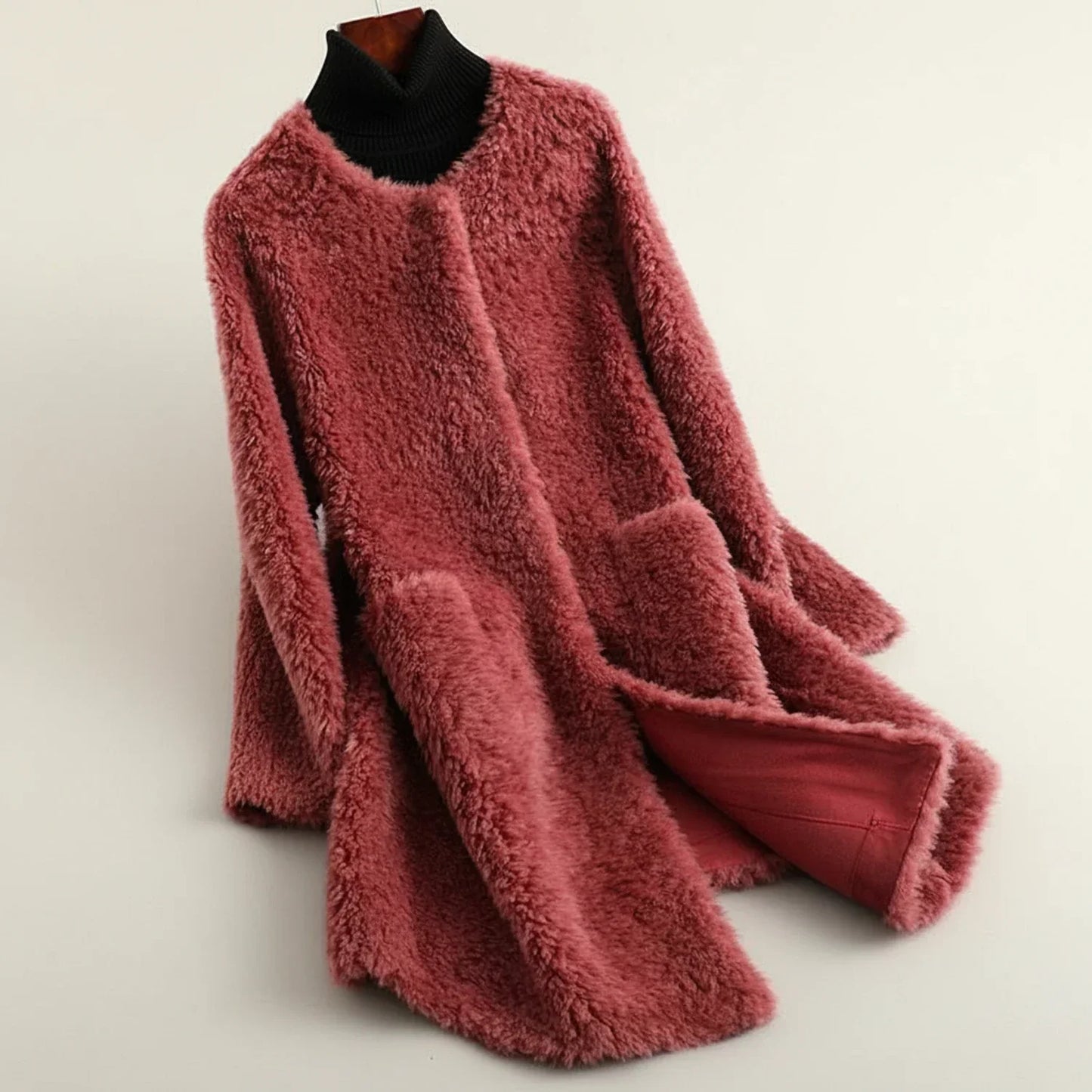 Women's Cozy Open-Front Teddy Winter Coat