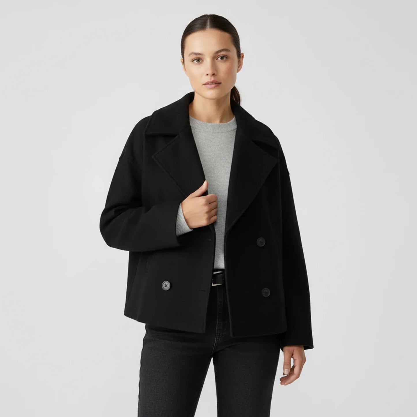 Women's Cropped Trench-Style Peacoat