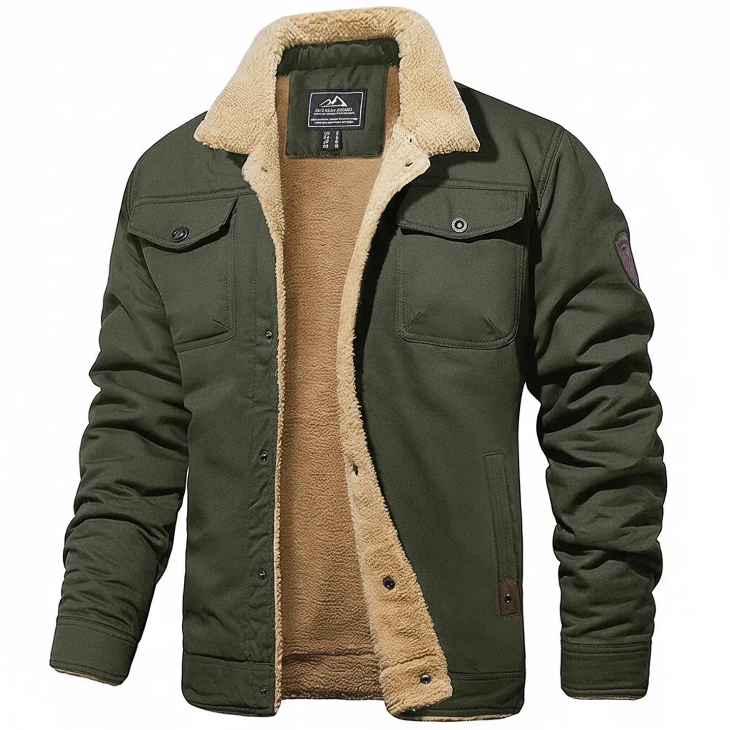 TrendAura Mens Sherpa Collar Winter Jacket With Cozy Fleece Lining And Utility Chest Pockets